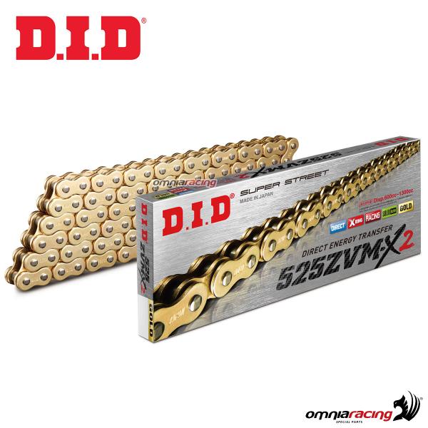 Catena DID 525 ZVMX2 G&G Gold & Gold 114 maglie, passo 525