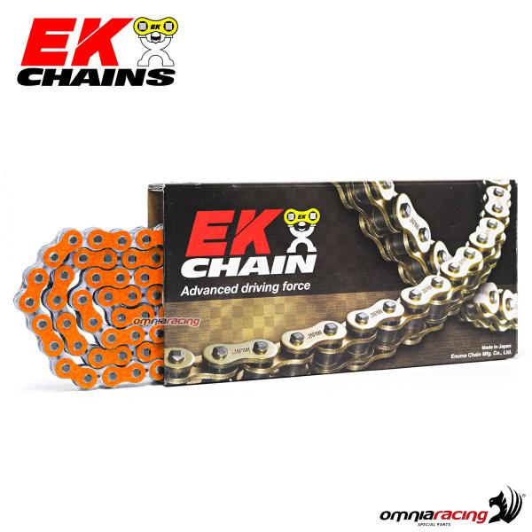 Chain EK size 520, 120 side links for motocross 125/250 cc. 4T color orange
