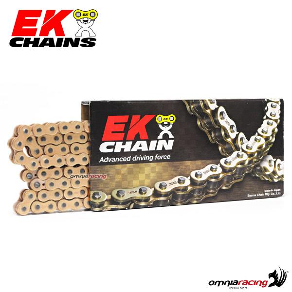 Catena EK passo 520, 120 maglie per moto ultra sportive con Quadra X-ring col. Oro