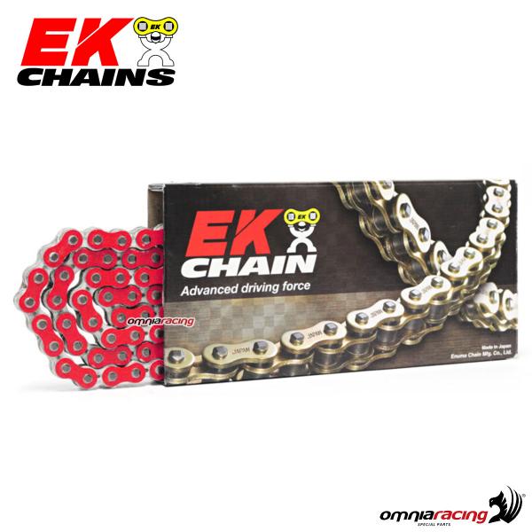 Catena EK passo 525, 120 maglie per moto medio/alta cilindrata con Quadra X-ring colore rosso