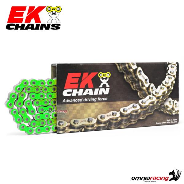 Catena EK passo 530, 120 maglie per moto stradali con Quadra X-ring colore verde