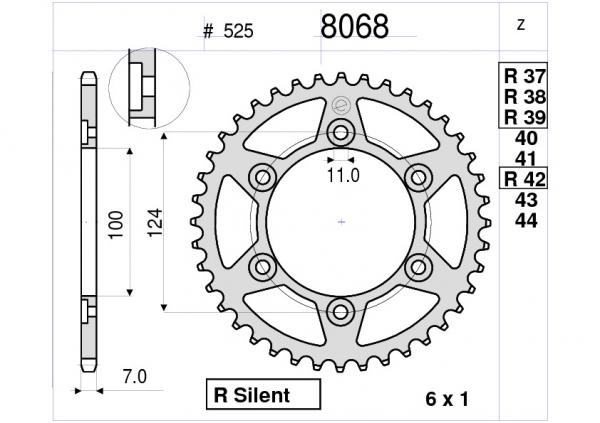 Corona DID cod. 368068R37 Z37 denti in acciaio