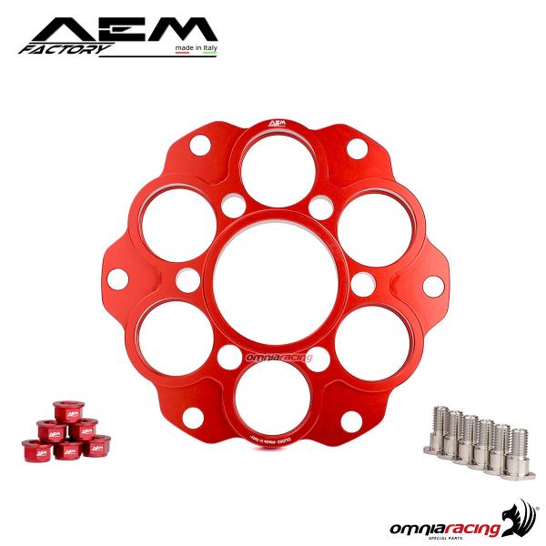AEM rear sprocket flange six holes sei fori lava red color