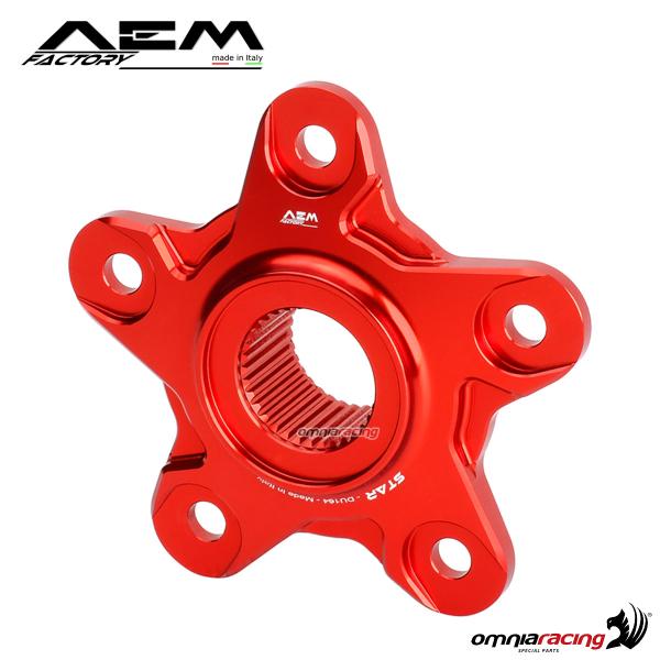 AEM Star-2 sprocket flange in lava red ergal aluminum