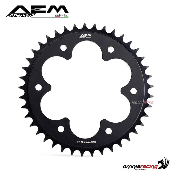 Corona AEM a 6 fori anodizzato nero passo 520 con 46 denti per Ducati