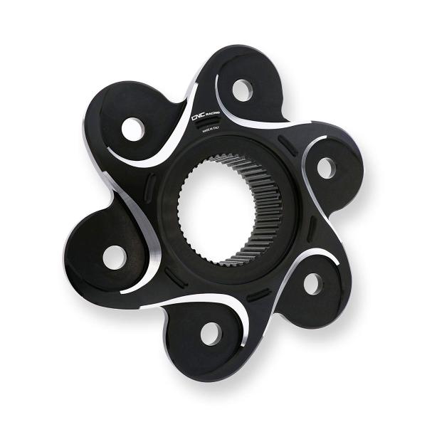 Flangia portacorona nera/argento CNC Racing Ducati 1098 2007-2008