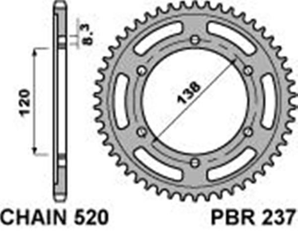 Corona PBR cod. 237 Z44 denti in Ferro
