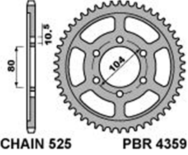 Corona PBR passo catena 525 cod. 4359 Z42 denti in Ergal