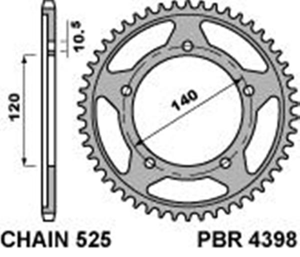 Corona PBR passo catena 525 cod. 4398 Z41 denti in Ergal