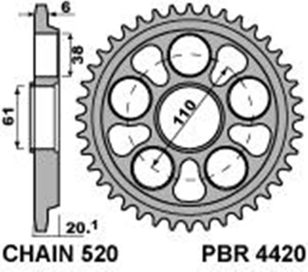 Corona PBR cod. 4420 Z40 denti in Ergal