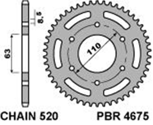 Corona PBR passo catena 520 cod. 4675 Z46 denti in Ergal indurito