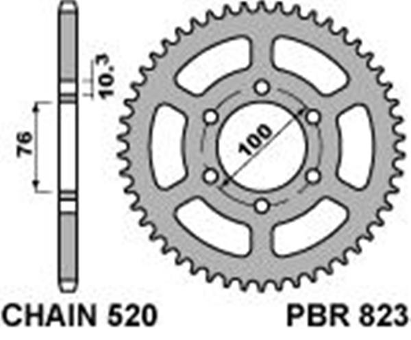 Corona PBR passo catena 520 cod. 823 Z45 denti in Ergal