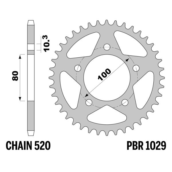 PBR hard ergal rear sprocket Z44 teeth 520 size for wheels PVM