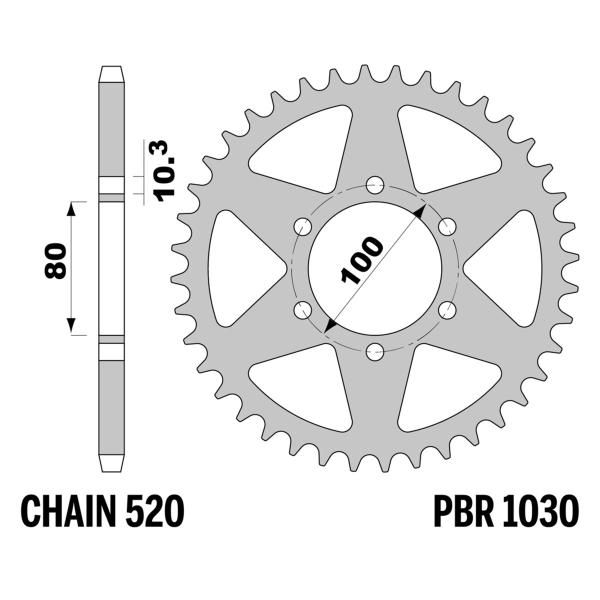 Corona PBR Z50 denti passo 520 in Ergal duro per cerchi Marvic
