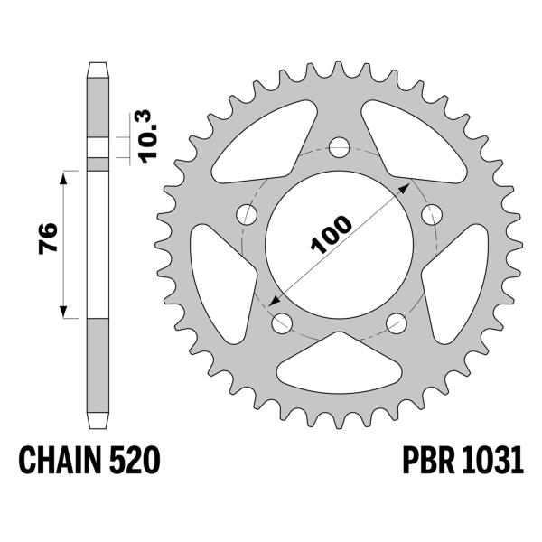 PBR hard ergal rear sprocket Z43 teeth 520 size for wheels Marchesini