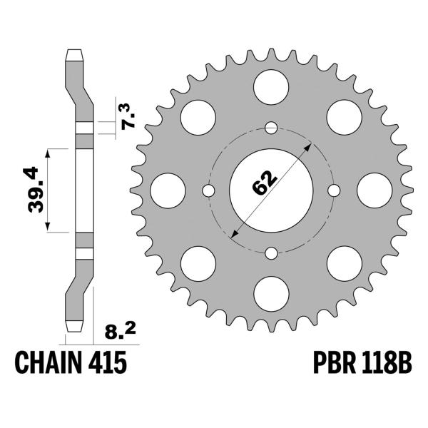 Corona PBR Z66 denti passo 415 in Ferro LEM LX3 Factory 50 1998-2000