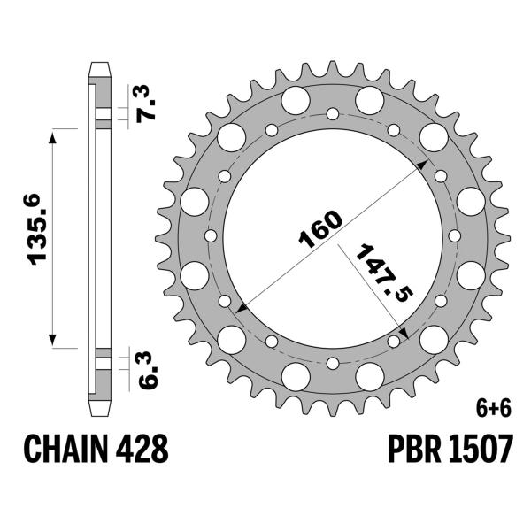 Corona PBR Z53 denti passo 428 in Ferro Beta Urban 125 2009