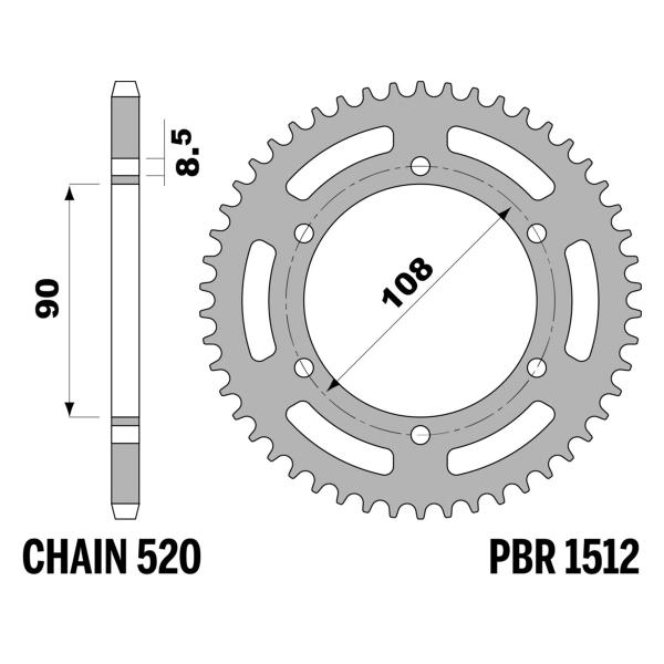PBR Ergal rear sprocket Z52 teeth 520 size Cagiva MXR250 1980-1980