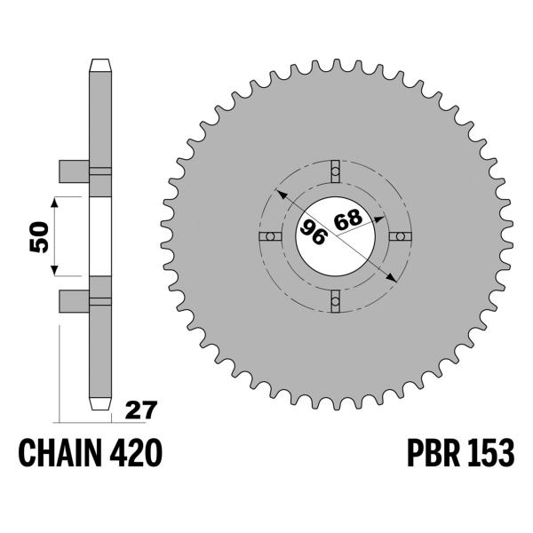 Corona PBR Z30 denti passo 420 in Ferro Honda CB50J 1975-1982