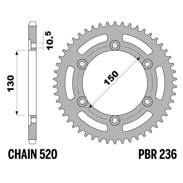 Corona PBR Z46 denti passo 520 in Acciaio Honda XL350R 1983-1987