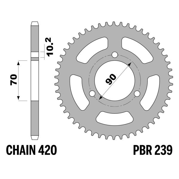 Corona PBR Z39 denti passo 420 in Ferro Bucci Moto BRS Pitbike 125 2008-2009