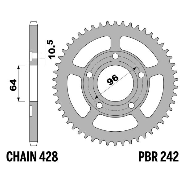 Corona PBR Z55 denti passo 428 in Ferro Honda XL125R PRO-Link 1982-1987