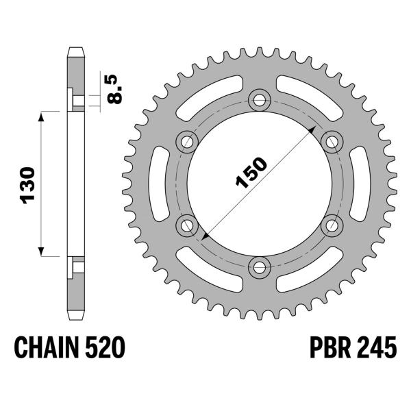 Corona PBR Z41 denti passo 520 in Acciaio Honda XR200R 1986-2000