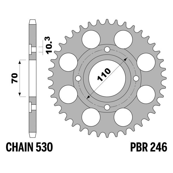 Corona PBR Z35 denti passo 530 in Acciaio Honda CB250N 1978-1982