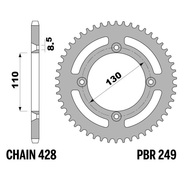 Corona PBR Z56 denti passo 428 in Ergal Honda CR85R 2003-2006