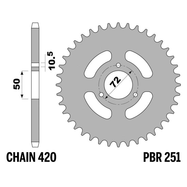 PBR Ergal rear sprocket Z45 teeth 420 size Honda NSF100 (Mini GP) 2009