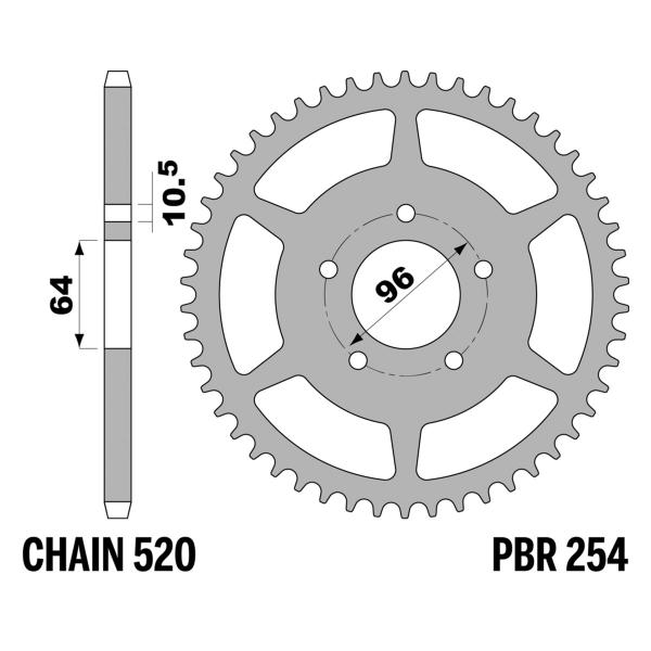Corona PBR Z41 denti passo 520 in Acciaio Honda CBF250 2004-2005