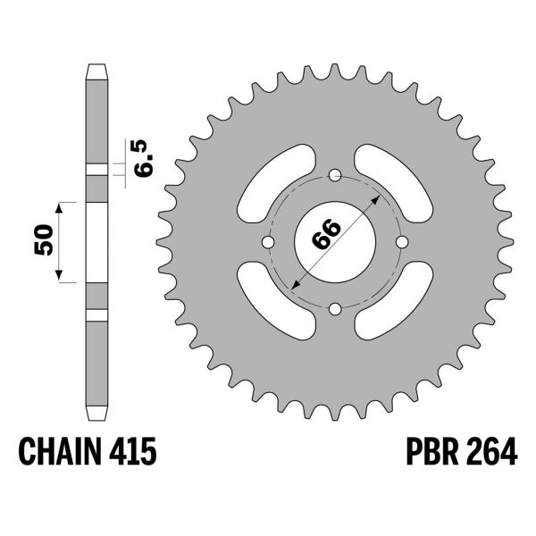PBR Iron rear sprocket Z28 teeth 415 size Benelli Mini Bike 4 VEL 48