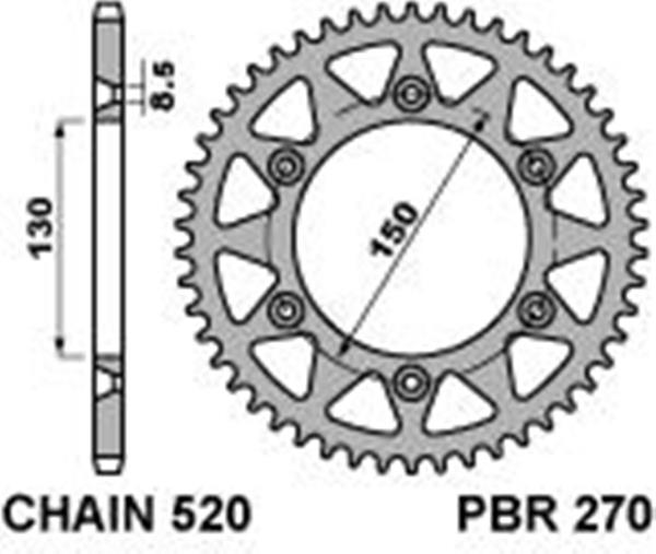 Caltric Drive Chain and Sprockets Kit compatible with Yamaha YZ250 YZ-250 YZ 250 1994 1995 1996 1997 
