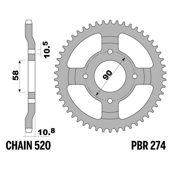 Corona PBR Z41 denti passo 520 in Acciaio Honda XL200 Paris-Dakar 1984-1990
