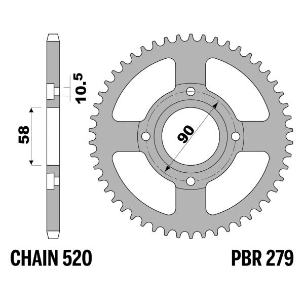 Corona PBR Z31 denti passo 520 in Acciaio Honda CA Rebel 125 1995-2001