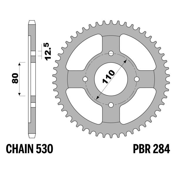 Corona PBR Z37 denti passo 530 in Acciaio Honda CB750 1971-1978