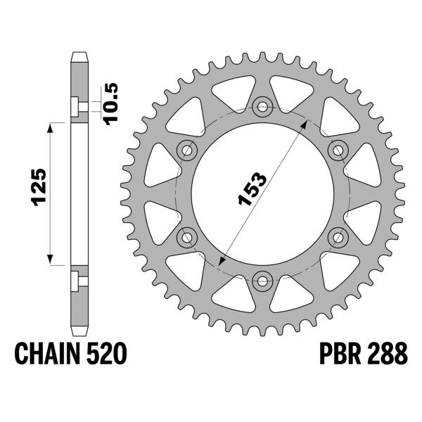 Corona PBR Z48 denti passo 520 in Acciaio Honda CRF300L/LA 2021-2022