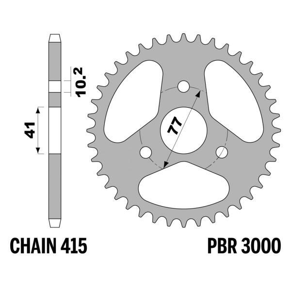 Corona PBR Z39 denti passo 415 in Ergal Duro Honda RS125 Racing 1993-2006