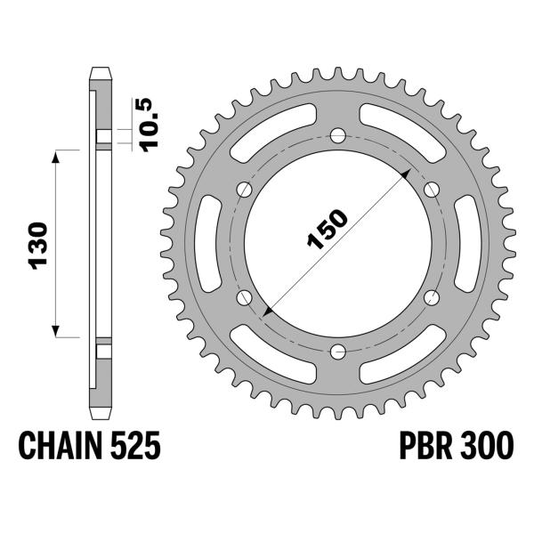 Corona PBR Z47 denti passo 525 in Acciaio Honda XL600V Transalp (PD06) 1989-2000