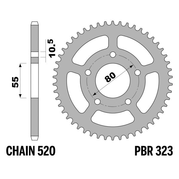 PBR Ergal rear sprocket Z44 teeth 520 size Montesa Cota 247/248