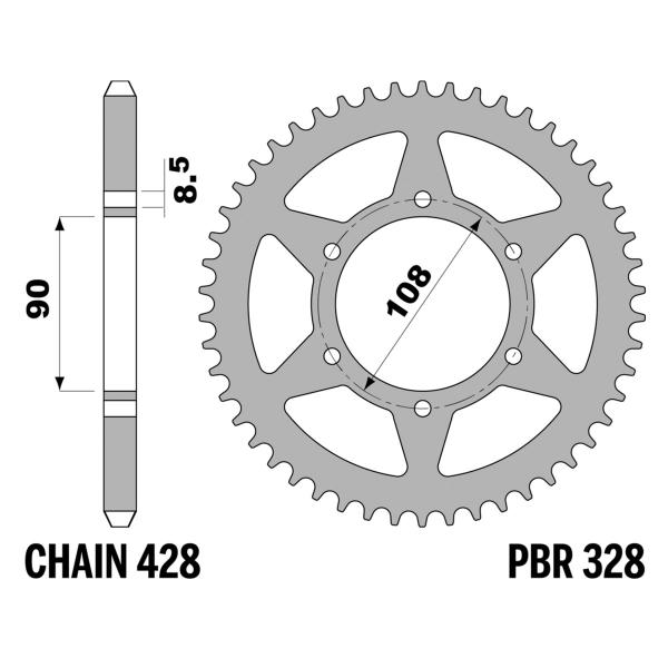 PBR Ergal rear sprocket Z51 teeth 428 size Beta Trial Zero 50 1993