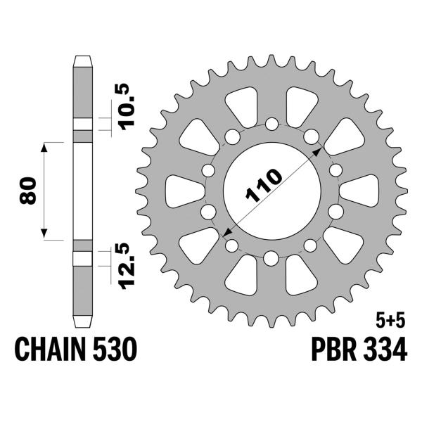 Corona PBR Z43 denti passo 530 in Acciaio Honda VF500F 1985-1987