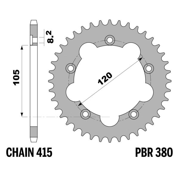 PBR Iron rear sprocket Z40 teeth 415 size Gilera RC-TOP Rally 50 1991