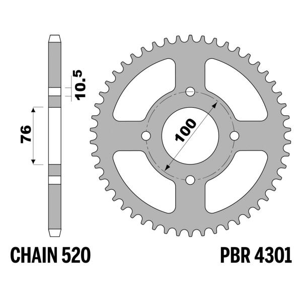Corona PBR Z40 denti passo 520 in Acciaio Suzuki GSXR250 (Japan) 1987-1989