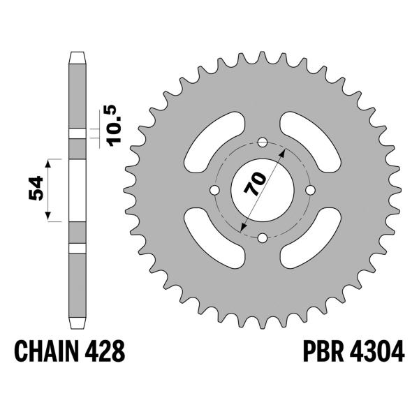 Corona PBR Z40 denti passo 428 in Acciaio Honda CBR125R 2004-2010