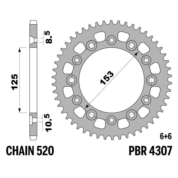 Corona PBR Z38 denti passo 520 in Acciaio Honda CRF250M 4T 2013-2015