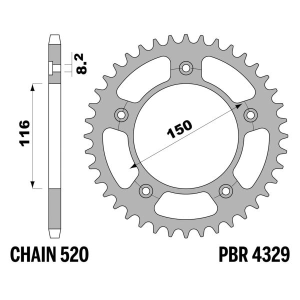 Corona PBR Z41 denti passo 520 in Acciaio Aprilia RS Replica 250 1995-2005