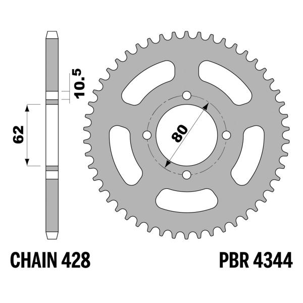 Corona PBR Z43 denti passo 428 in Acciaio Yamaha TT125R LWE 2009-2022