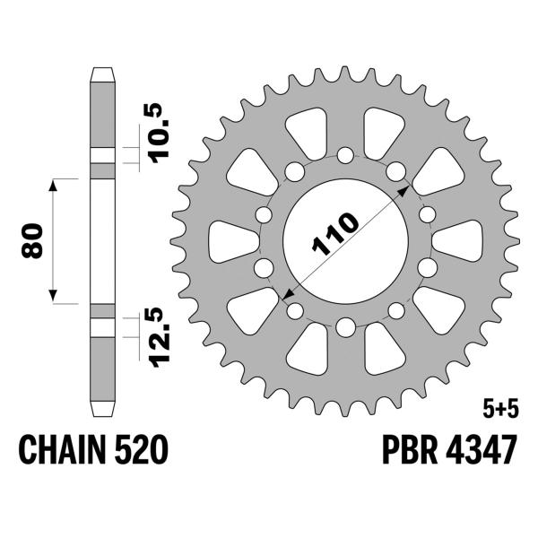 Corona PBR Z36 denti passo 520 in Acciaio Honda CB400N 1983-1983