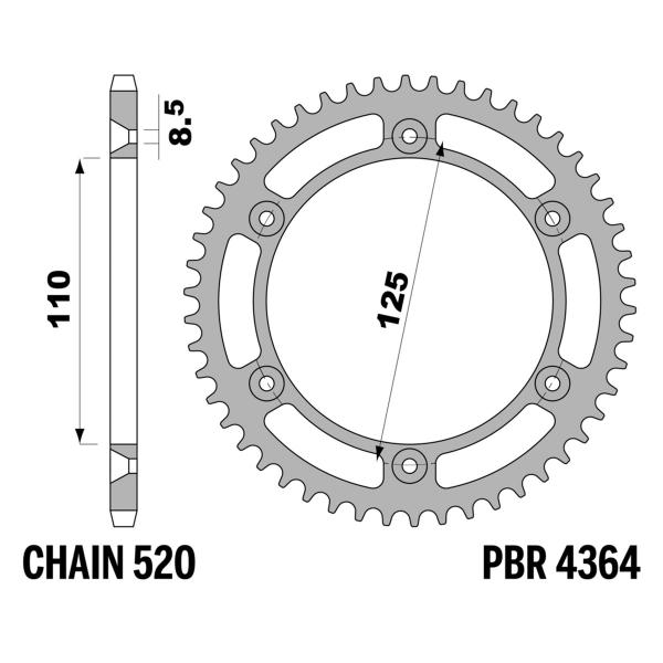 Corona PBR Z42 denti passo 520 in Ergal Beta Techno Trial 250 1997-1998